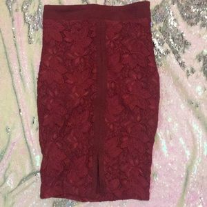 Burgundy pencil skirt